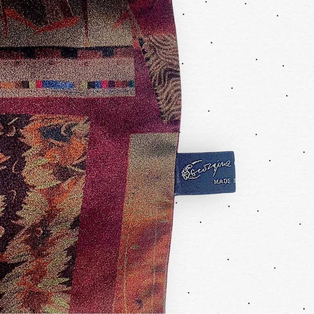 Vintage Brown Multi Patchwork Silk Scarf